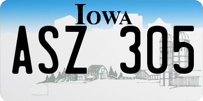 IA license plate ASZ305