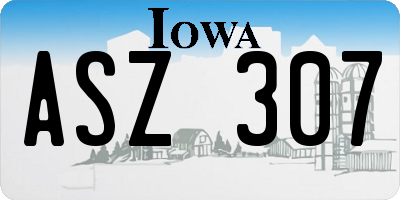 IA license plate ASZ307