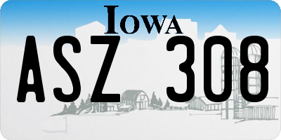 IA license plate ASZ308
