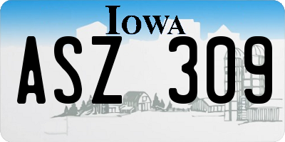 IA license plate ASZ309