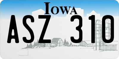 IA license plate ASZ310