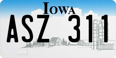 IA license plate ASZ311