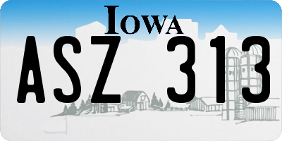 IA license plate ASZ313