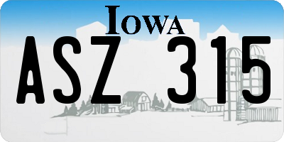 IA license plate ASZ315