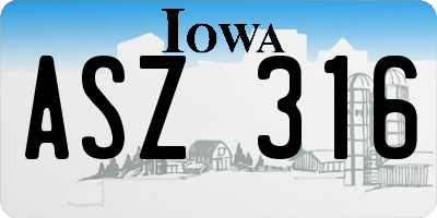 IA license plate ASZ316
