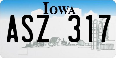 IA license plate ASZ317