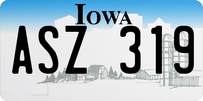 IA license plate ASZ319