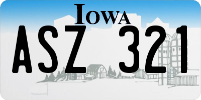 IA license plate ASZ321