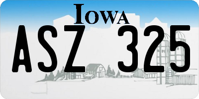 IA license plate ASZ325