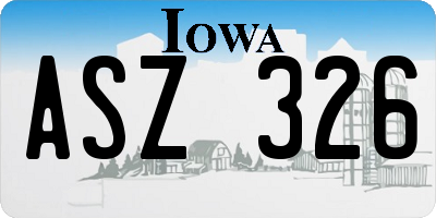 IA license plate ASZ326