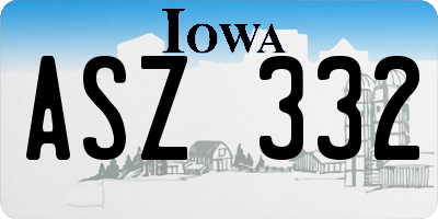 IA license plate ASZ332