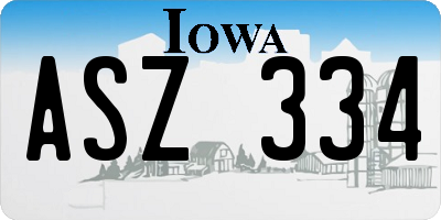 IA license plate ASZ334