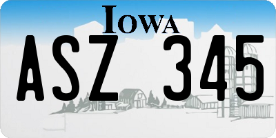 IA license plate ASZ345