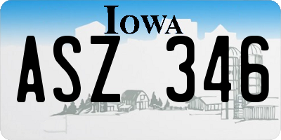 IA license plate ASZ346