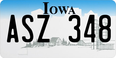 IA license plate ASZ348