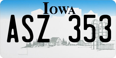 IA license plate ASZ353