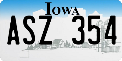 IA license plate ASZ354