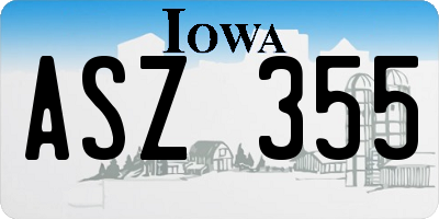 IA license plate ASZ355