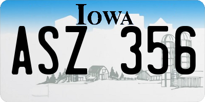 IA license plate ASZ356