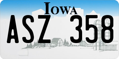 IA license plate ASZ358