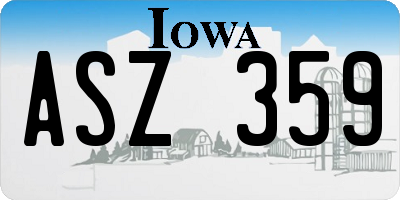 IA license plate ASZ359