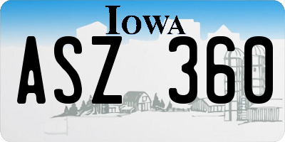 IA license plate ASZ360