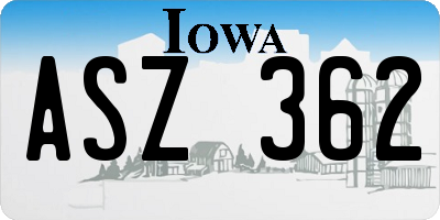 IA license plate ASZ362