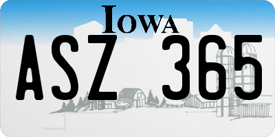 IA license plate ASZ365