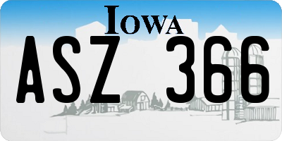 IA license plate ASZ366