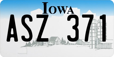 IA license plate ASZ371