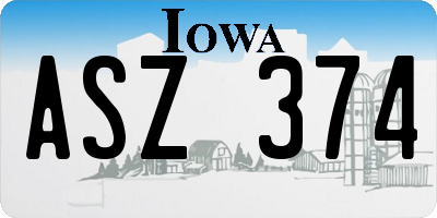 IA license plate ASZ374
