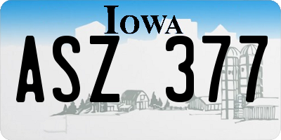 IA license plate ASZ377