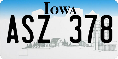 IA license plate ASZ378