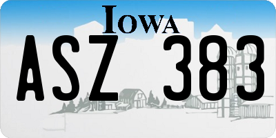 IA license plate ASZ383
