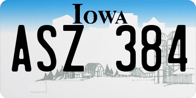 IA license plate ASZ384