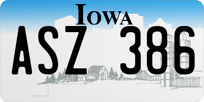 IA license plate ASZ386