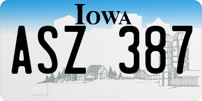 IA license plate ASZ387