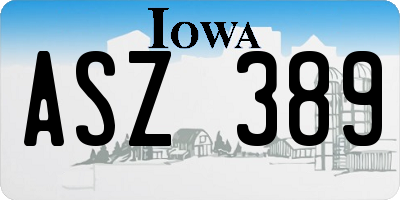 IA license plate ASZ389