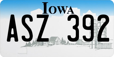 IA license plate ASZ392