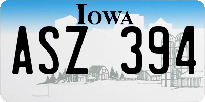 IA license plate ASZ394