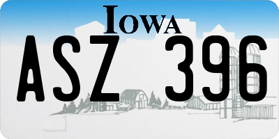 IA license plate ASZ396