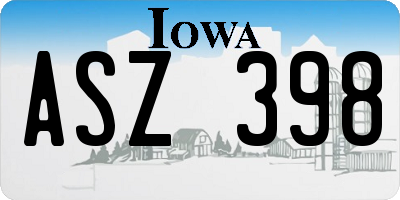 IA license plate ASZ398
