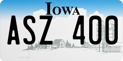 IA license plate ASZ400