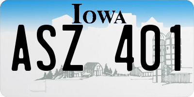 IA license plate ASZ401