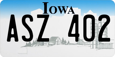 IA license plate ASZ402