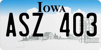IA license plate ASZ403