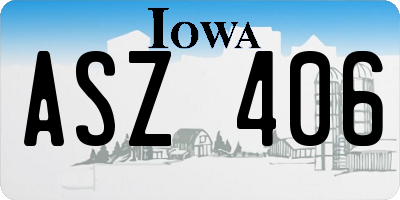 IA license plate ASZ406