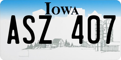 IA license plate ASZ407