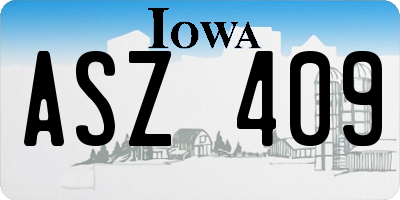 IA license plate ASZ409