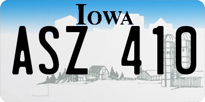 IA license plate ASZ410